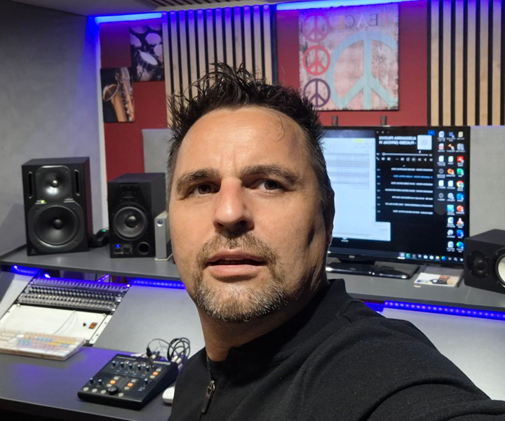 Music producer working in a high-end recording studio